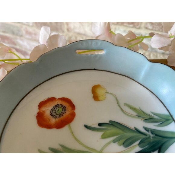 Vintage Hand-Painted Floral Porcelain Dish With Handles By Heinrich & Co Bavaria - Picture 4 of 10
